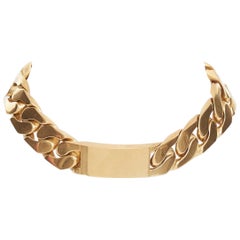 rare OLD CELINE Phoebe Philo gold tone ID plate chunky choker necklace