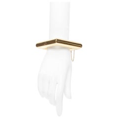 rare OLD CELINE Phoebe Philo Runway gold tubular square bangle cuff S