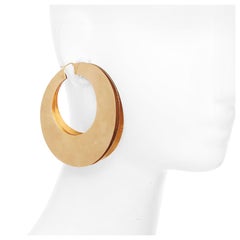 rare OLD CELINE Phoebe Philo gold triple layered hoop earrings