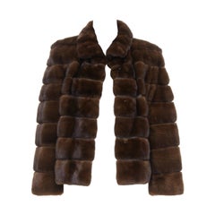 NO BRAND marrón auténtica grada rara chaqueta de cuello de piel con bolsillos