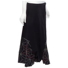 raro Y'S YOHJI YAMAMOTO pantalón harén asimétrico cosido a mano blanco rojo JP2 M.
