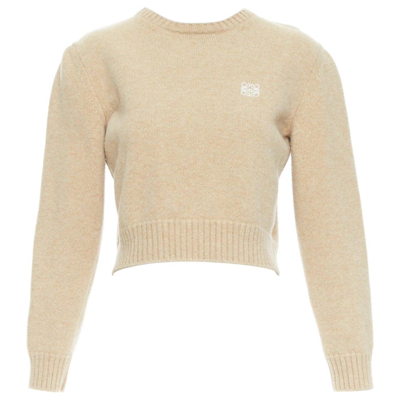 Pull court LOEWE Anagram en laine mélangée couleur camel L
