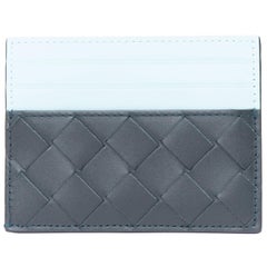 BOTTEGA VENETA inkwell pale blue intrecciato credit card case wallet