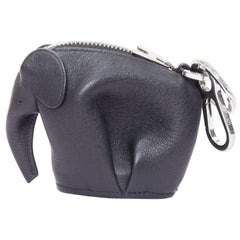 LOEWE black calfskin elephant silver hardware coin bag bag charm