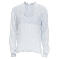 Chemise grise A.P.C. grise en lin mélangé lavé, col fendu et vieilli S