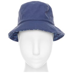 CHRISTIAN DIOR KIDS navy cotton monogram lined bucket hat T4