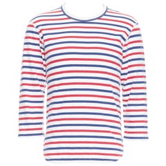 JUNYA WATANabe UOMO 2011 camicia a righe rosse e blu con orlo curvo S