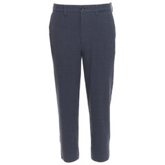 ISSEY MIYAKE MEN grey 100% wool textured cropped pants JP1 S