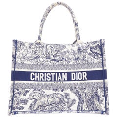 CHRISTIAN DIOR Book Tote navy cream Toile de Jouy canvas bag