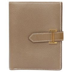 HERMES Bearn Compact etaupe brown GHW H strap epsom wallet