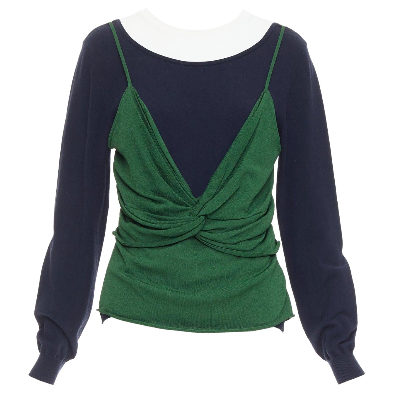 JW ANDERSON Pull drapé cami déconstruit vert marine L en vente