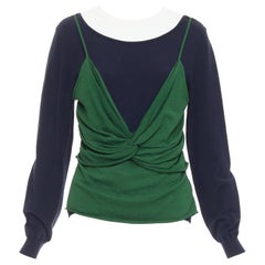 JW ANDERSON Grüner marineblauer dekonstruierter Cami mit drapiertem Pullover L