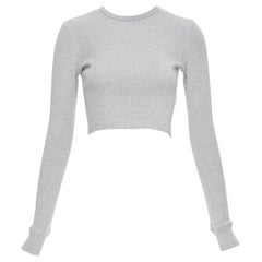 WARDROBE NYC - Top a maniche lunghe a coste in misto cotone grigio S