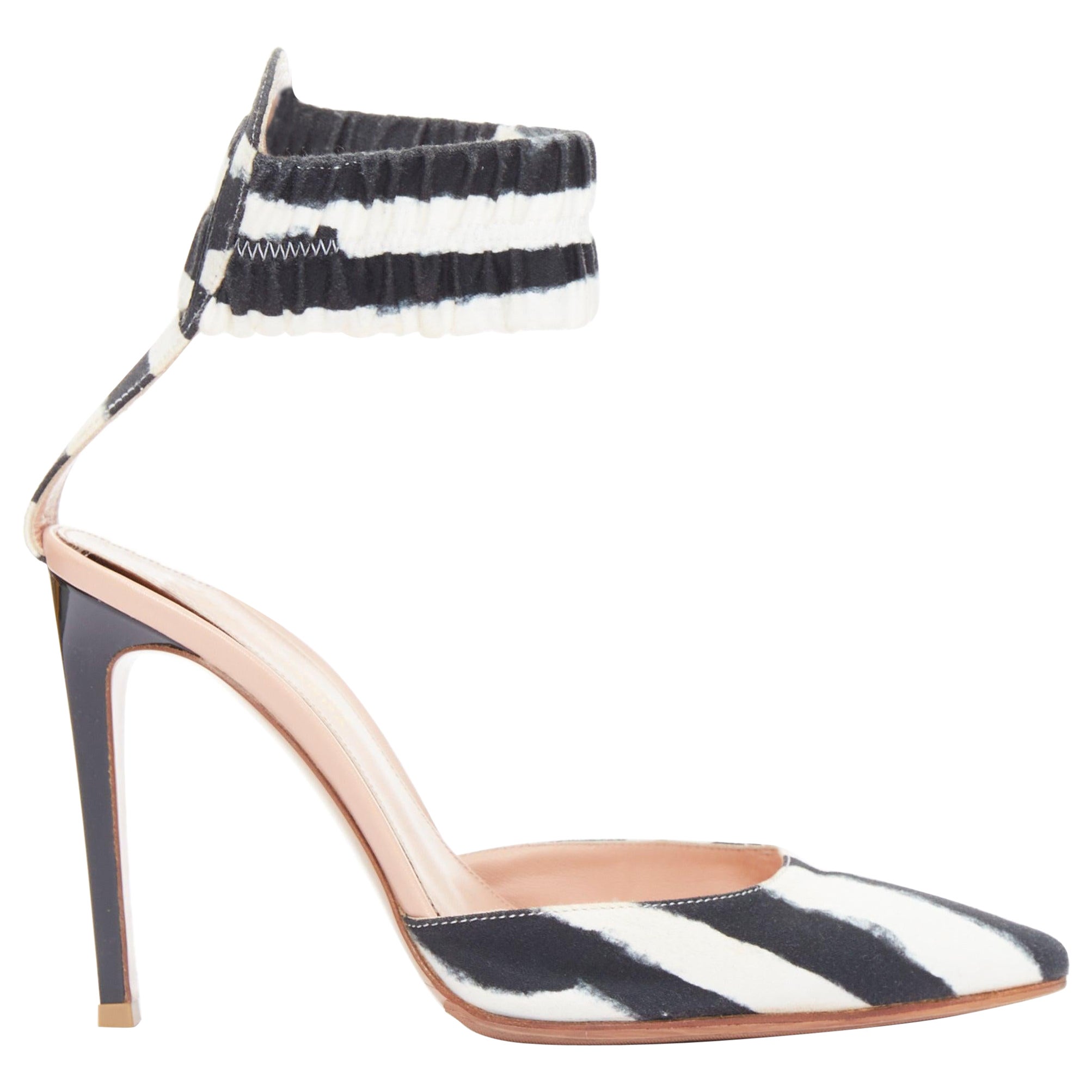 GIANVITO ROSSI ALTUZARRA black cream zebra stripe stripe print pumps EU37