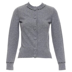 MARC JACOBS Grauer Strickjacke mit Besatz aus Wolle und Kaschmir mit Kaschmirverzierung XS