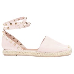 Valentino Rockstud sandali espadrillas in pelle rosa con borchie dorate EU37