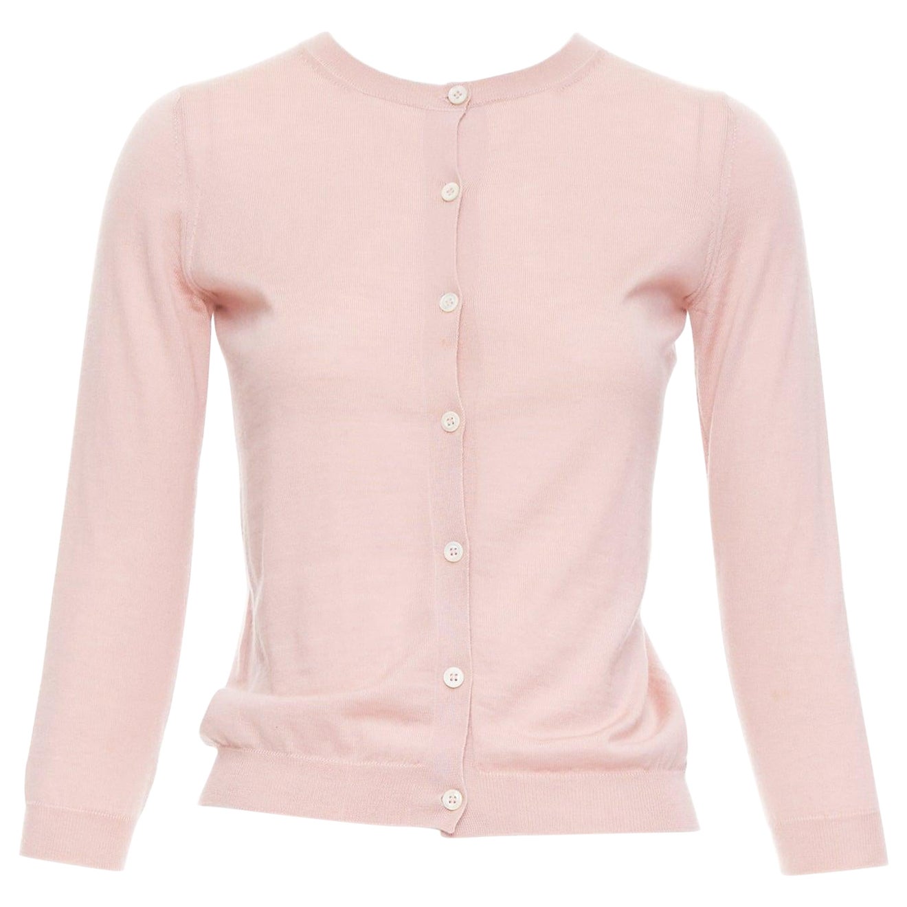 PRADA 100% cashmere blush pink shell button cardigan sweater IT38 XS