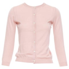 PRADA 100% Kaschmir Blusenpullover mit Muschelknöpfen in Rot und Rosa IT38 XS