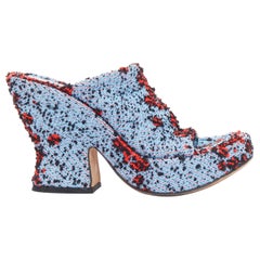Bottega Veneta 2011 Sandali con plateau in bouclè blu e rosso EU37,5