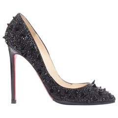 CHRISTIAN LOUBOUTIN Pigalili Potpourri Fifi 120 black spike strass pumps EU37
