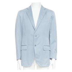 ERMENEGILDO ZEGNA light blue cotton handstitched lapel pockets blazer IT50 L