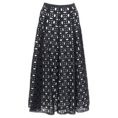 ANDREW GN falda midi completa bordada en algodón blanco y negro FR36 S