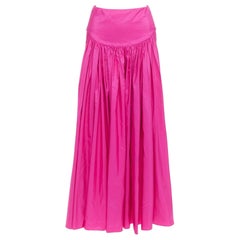 STELLA MCCARTNEY falda midi entallada con pliegues delanteros en mezcla de seda rosa picante IT36 XXS