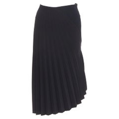 ROLAND MOURET jupe asymétrique plissée latérale zippée noire taille UK8 S