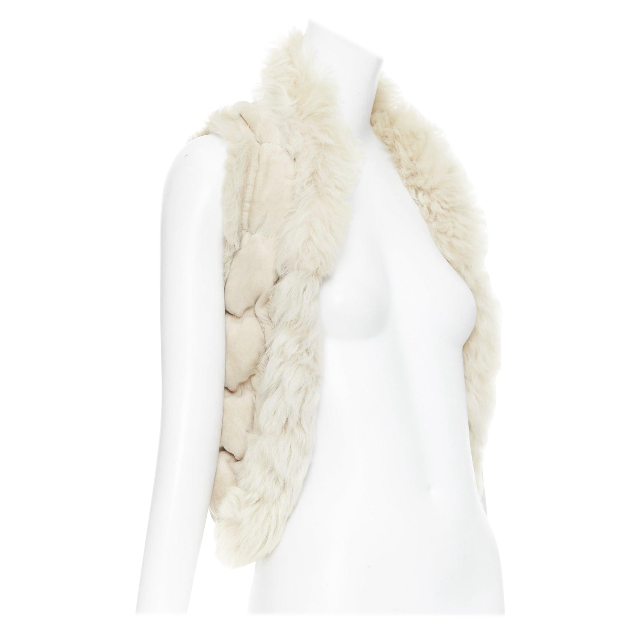 JOSEPH beige lambskin leather fur elastic stitching bolero vest FR36 S For Sale