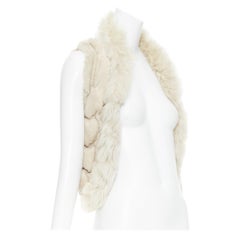 JOSEPH gilet boléro beige en cuir d'agneau et fourrure à coutures élastiques FR36 S