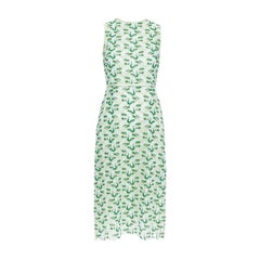 GIAMBATTISTA VALLI blue green silk blend leaf embroidery lace cocktail dress XXS