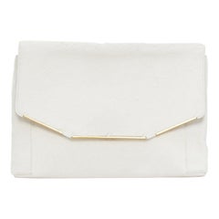 LANVIN Miss Sartorial Off-White Kalbshaar Goldbarren Umschlag Clutch Tasche
