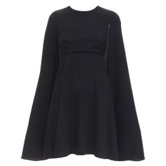 VALENTINO black 100% silk crepe cape back mini dress IT38 XS