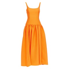 EMILIA WICKSTEAD 2021 Galen orange cloque fit flare midi dress UK6 XS