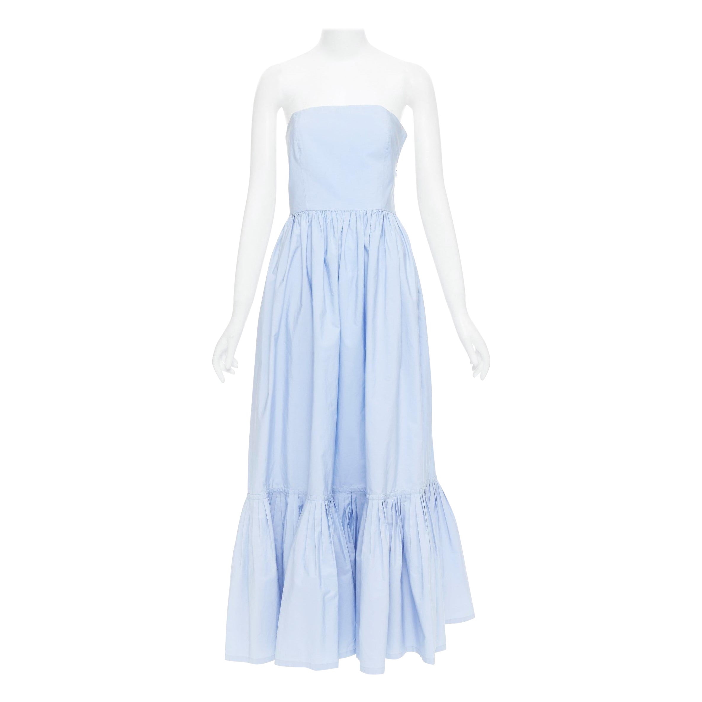 SALVATORE FERRAGAMO Runway light blue strapless bodice long dress IT38 XS For Sale