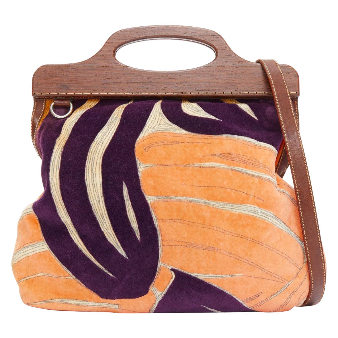 rare MIU MIU 2003 Runway purple peach velour wooden frame crossbody bag