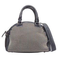 CHRISTIAN LOUBOUTIN Panettone black leather silver spike stud bowling bag