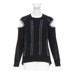 ALEXANDER MCQUEEN 2018 100% Kaschmir-Silberkettenpullover mit kalten Schultern S