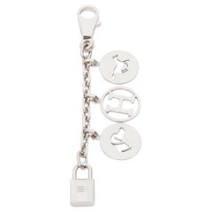 HERMES Palladium Breloque Olga Cadena lock H logo horse dog coin bag charm chain