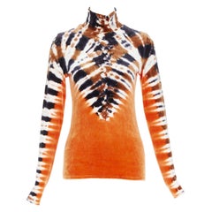PROENZA SCHOULER orange tie dye velvet turtleneck mock neck top S