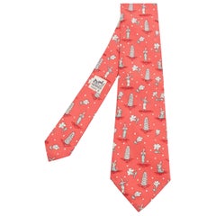 HERMES 7577 SA rojo verde Tailandia Pagoda Corbata de seda estampado floral