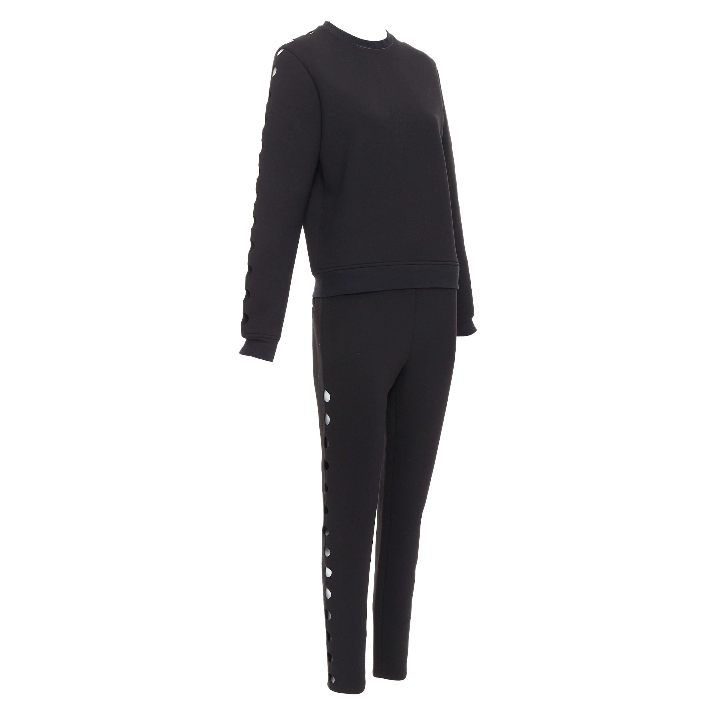 OPENING CEREMONY Cut-out black neoprene laser cut holes top pants set S For Sale