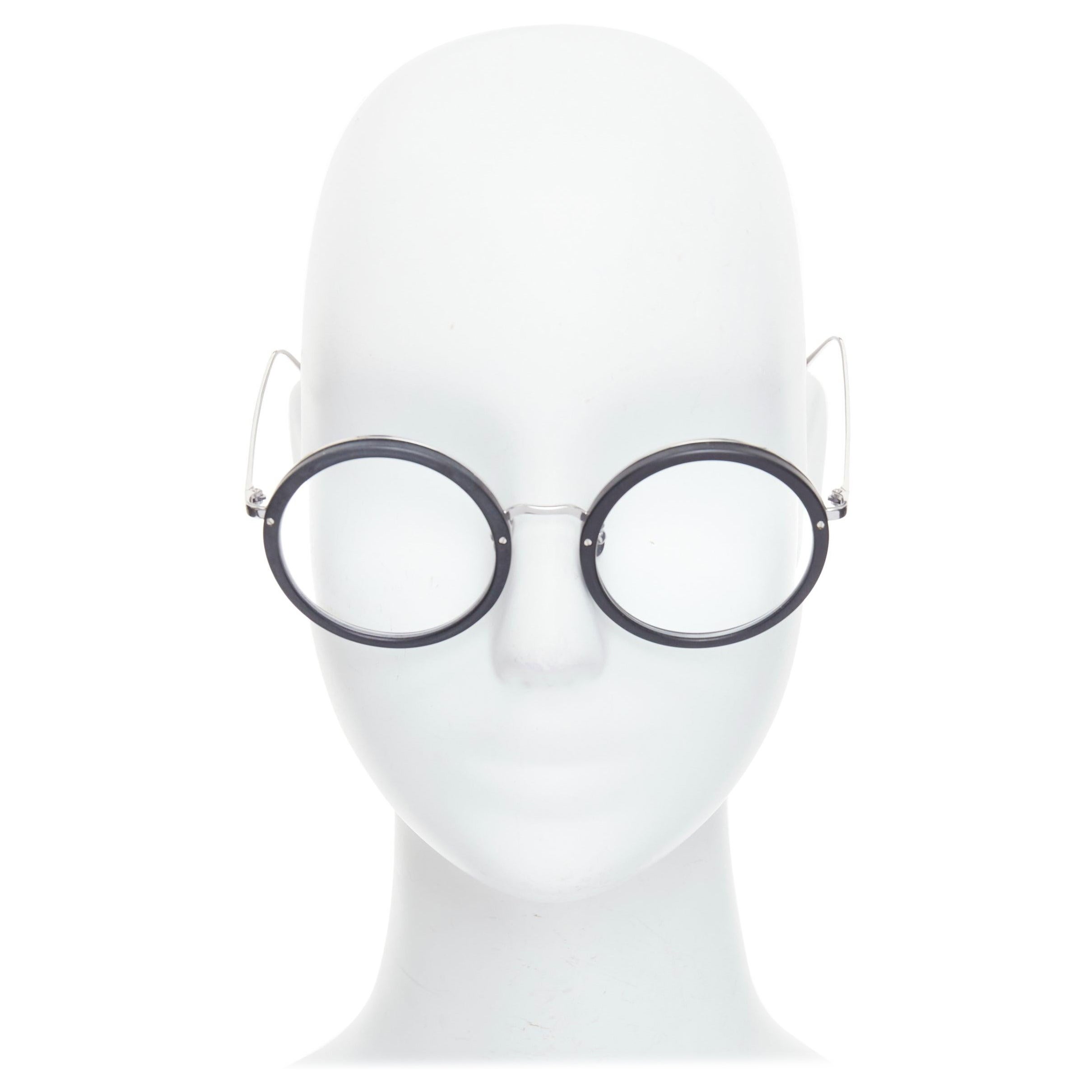 LINDA FARROW LFL239/21 black matte acetate round optical glasses