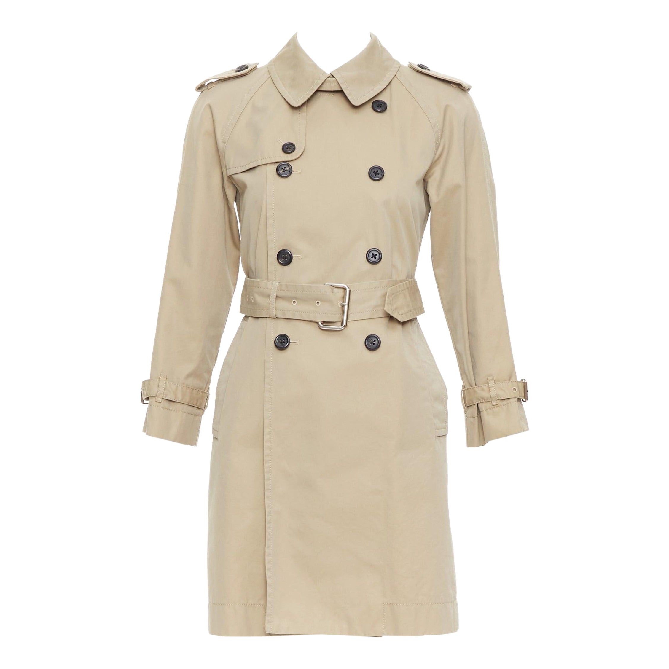 MARC JACOBS beige cotton black horn buttons trench coat US2 S For Sale
