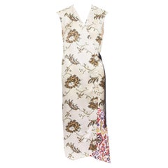 DRIES VAN NOTEN abito in raso con cintura con stampa a contrasto pixelata multicolore FR38 M