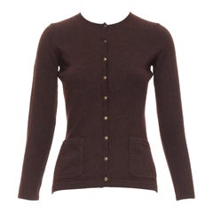 OSCAR DE LA RENTA 2017 brown cashmere silk blend cardigan sweater XS