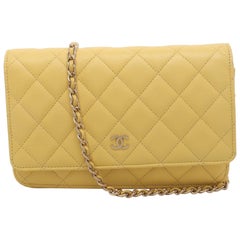 Chanel Wallet on Chain Yellow Caviar Leather Gold Hardware 2020