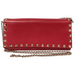 Valentino Rockstud Wallet On Chain Red