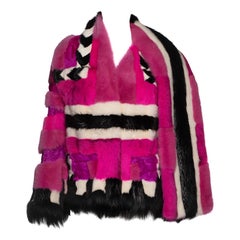 Tom Ford Patchwork Fur Jacket in Pink and Black, FW 2013