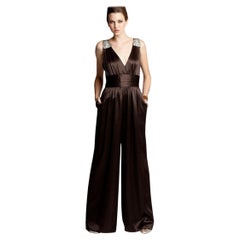 New Badgley Mischka New Silk Evening Jumpsuit Dress Gown Sz 6